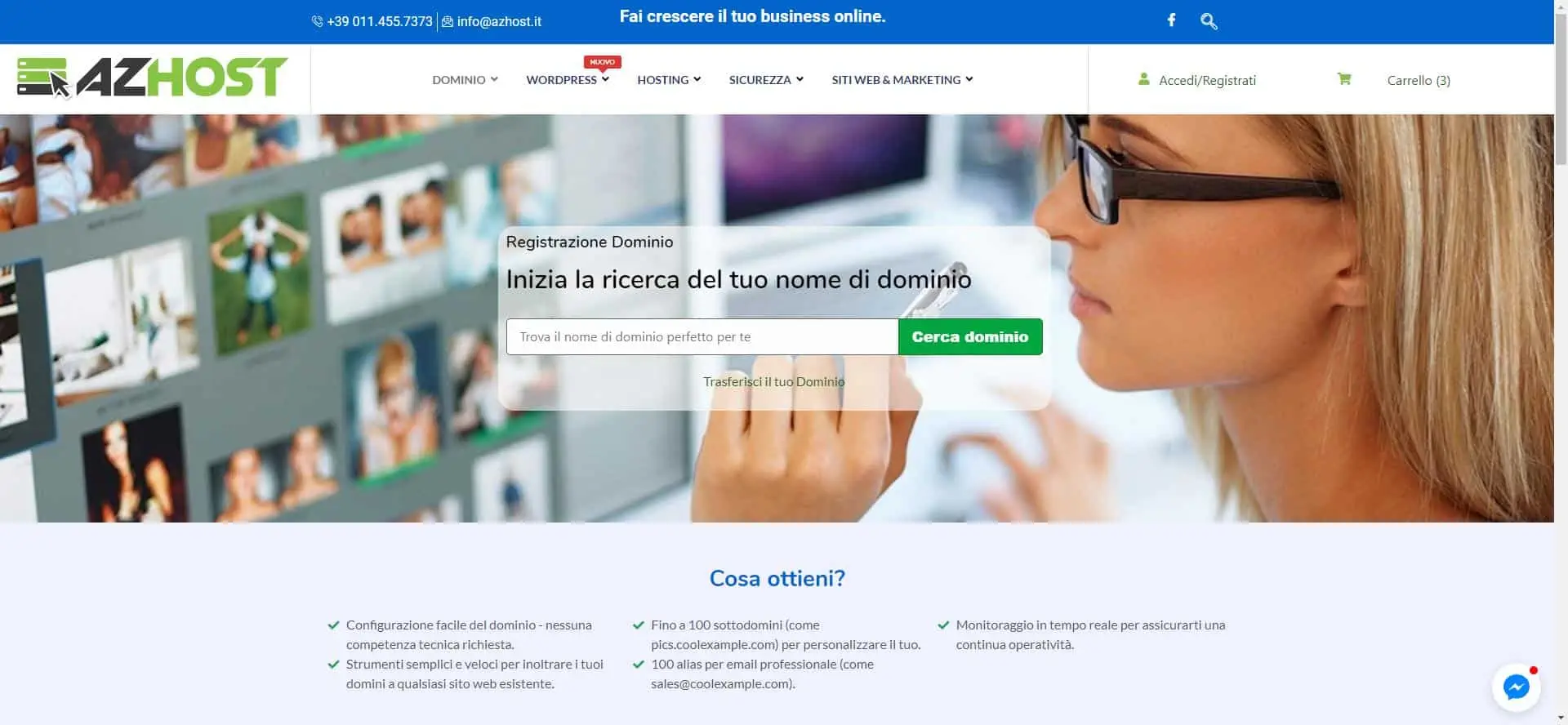 AzHost Registrazione dominio Software gestionale e e-commerce di abbigliamento e scarpe