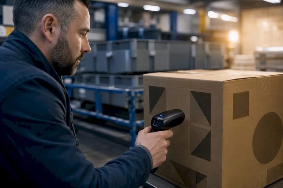 PMI: reperibilità in ore con tracciabilità lotti e seriali 1 Operatore che controlla un pacco tracciato