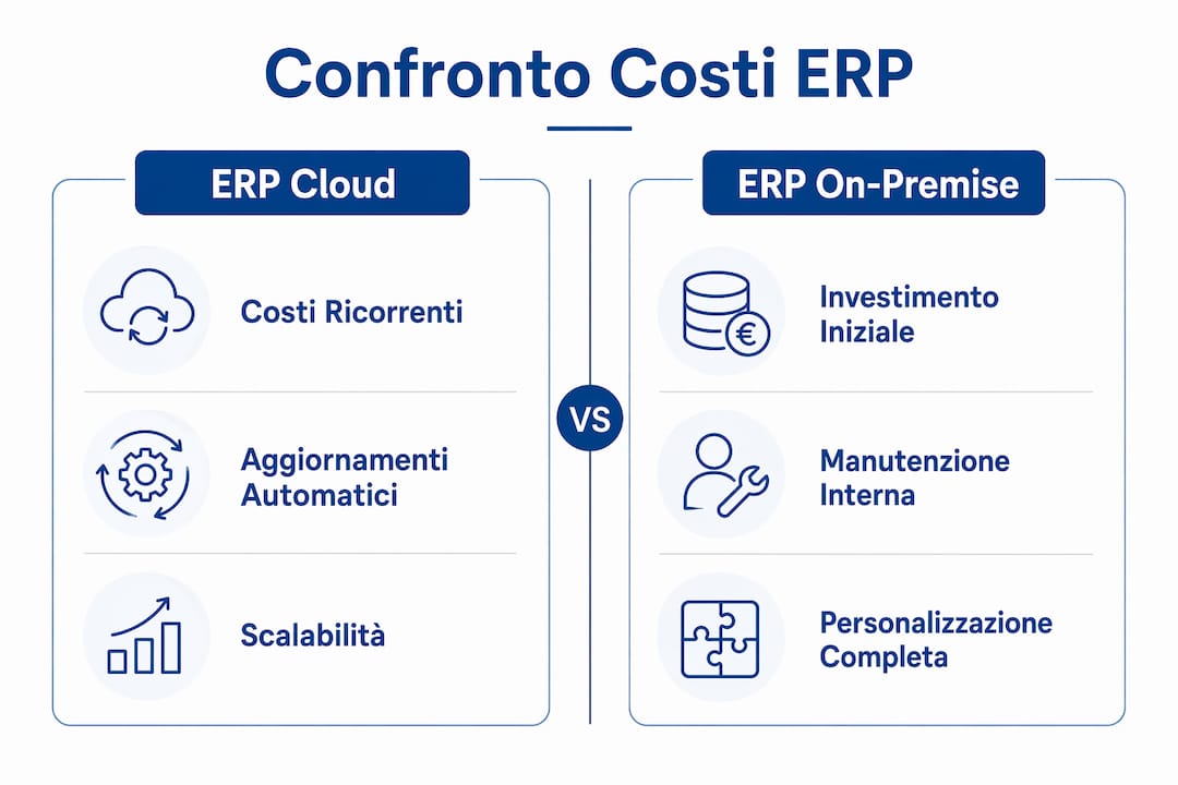 ERP cloud vs on premise: guida pratica per le PMI italiane 3 Un’infografica mette a confronto i costi delle soluzioni ERP in cloud e on-premise