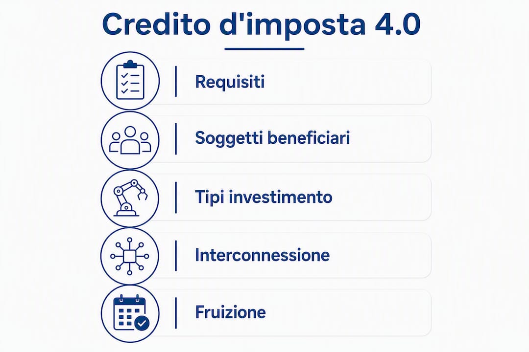 Credito d'imposta Industria 4.0: guida 2026 per imprese 2 Schema illustrativo dei passaggi necessari per ottenere il credito d’imposta 4.0
