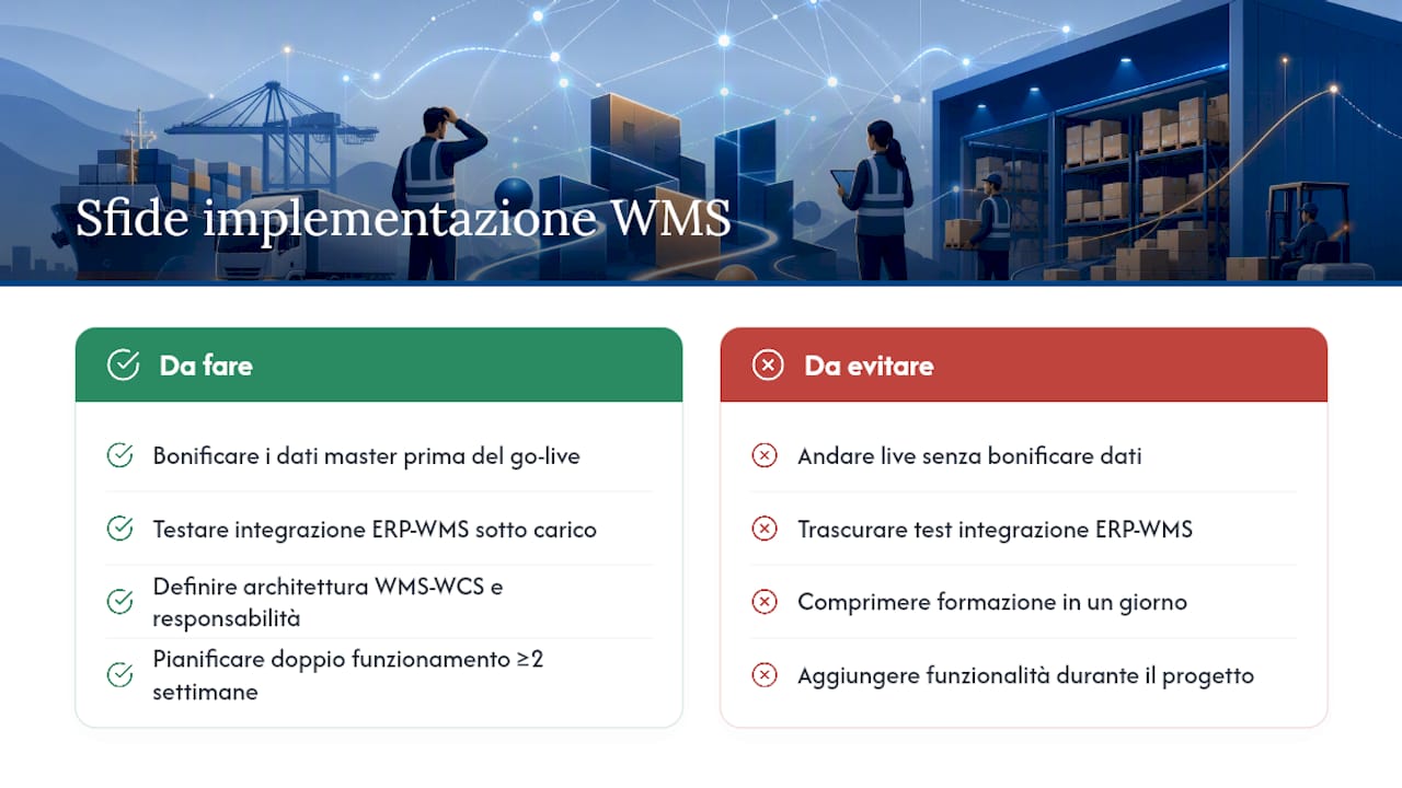 Quali sono le sfide più comuni nell'implementazione di un WMS? — overview diagram