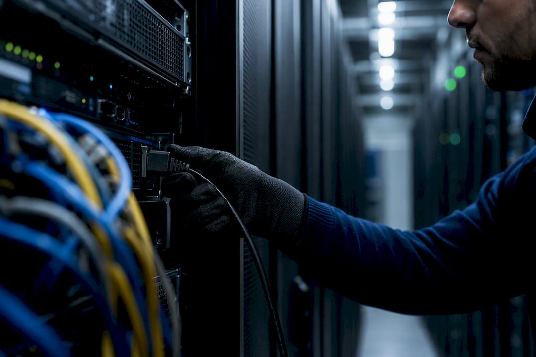 Armadi rack e cablaggi all’interno di un data center