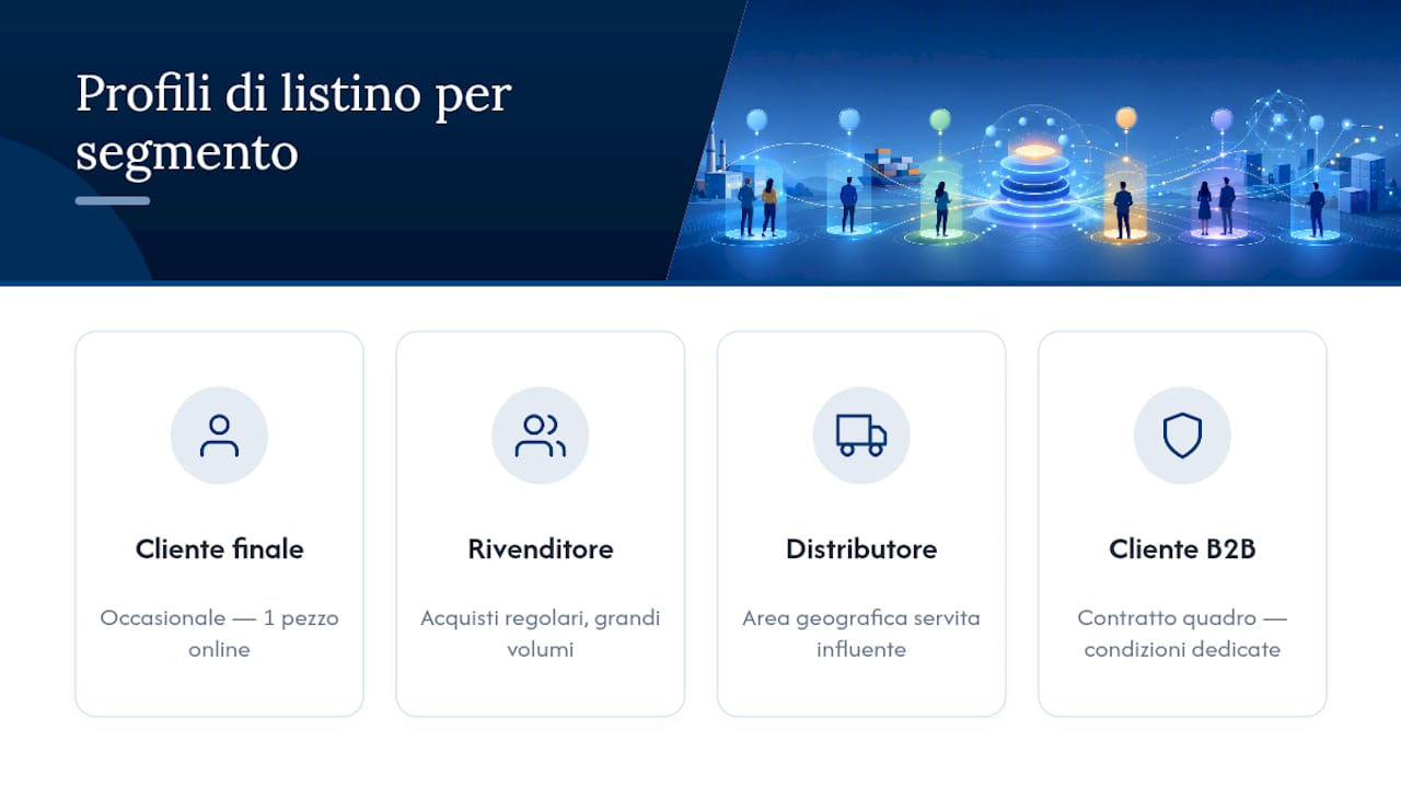 Proteggi il margine: gestione listini multicanale con integrazione ERP 2 Quattro profili cliente con listini personalizzati