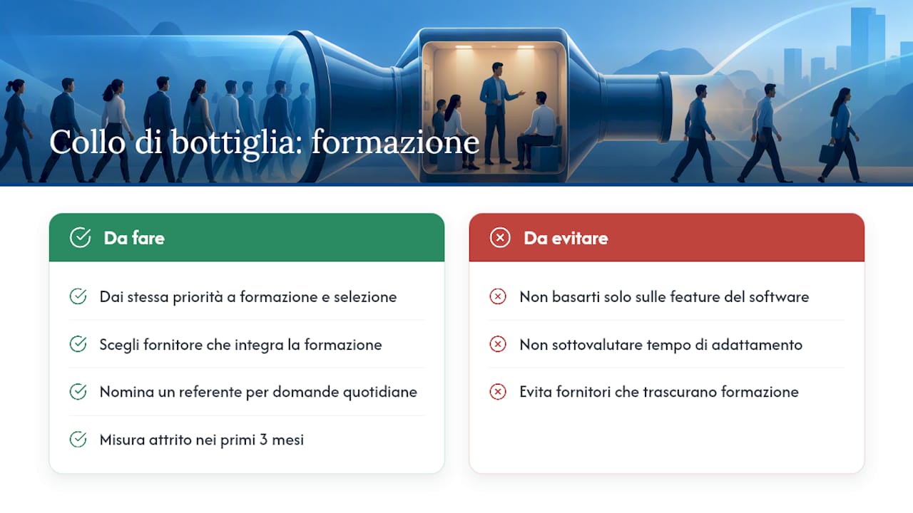 Cambio gestionale aziendale: quando farlo e come ridurre i rischi 3 Il vero collo di bottiglia non è la tecnologia — overview diagram